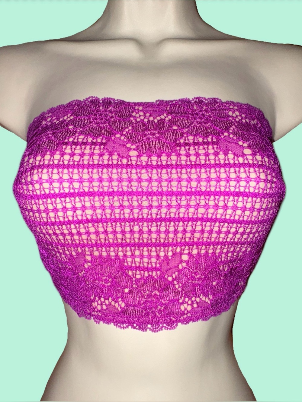 FREE PEOPLE LACE BANDEAU TUBE TOP CROP TOP BRA